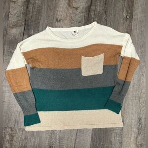 Pink Owl striped sweater size medium